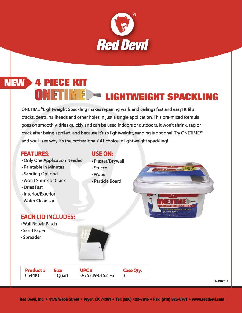 Red Devil طقم إصلاح الجدران لمرة واحدة من ريد ديفل 0544KT، 1 كوارت - Image 2